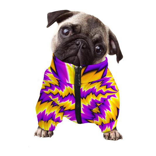 Yellow Vortex Moving Optical Illusion Dog Zip Up Jacket