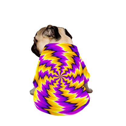Yellow Vortex Moving Optical Illusion Dog Zip Up Jacket