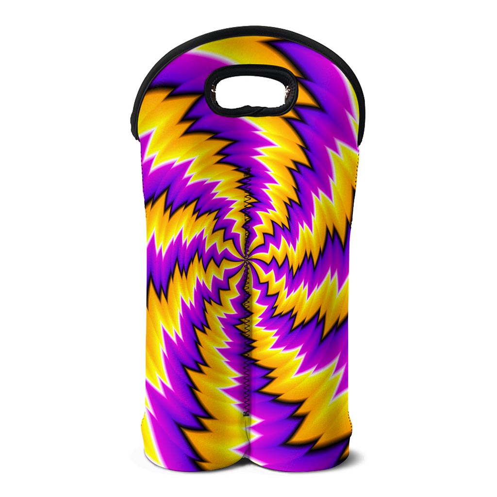 Yellow Vortex Moving Optical Illusion Double Neoprene Wine Tote