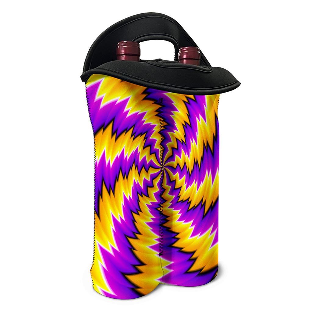 Yellow Vortex Moving Optical Illusion Double Neoprene Wine Tote