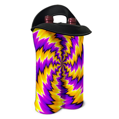 Yellow Vortex Moving Optical Illusion Double Neoprene Wine Tote
