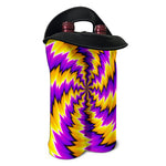 Yellow Vortex Moving Optical Illusion Double Neoprene Wine Tote