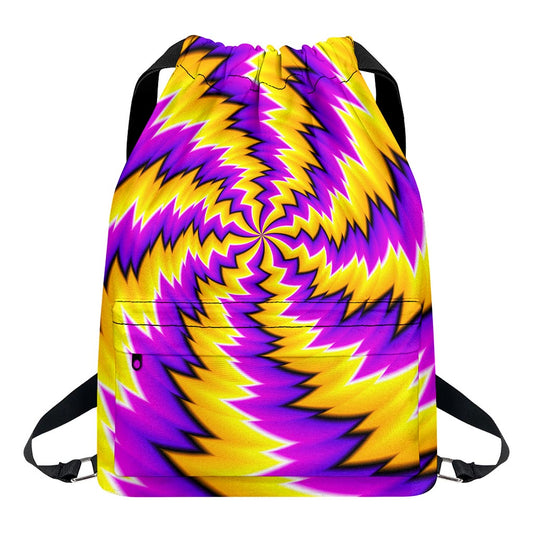 Yellow Vortex Moving Optical Illusion Drawstring Backpack
