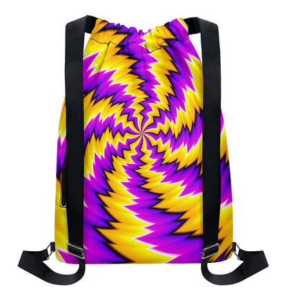 Yellow Vortex Moving Optical Illusion Drawstring Backpack
