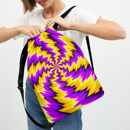 Yellow Vortex Moving Optical Illusion Drawstring Backpack