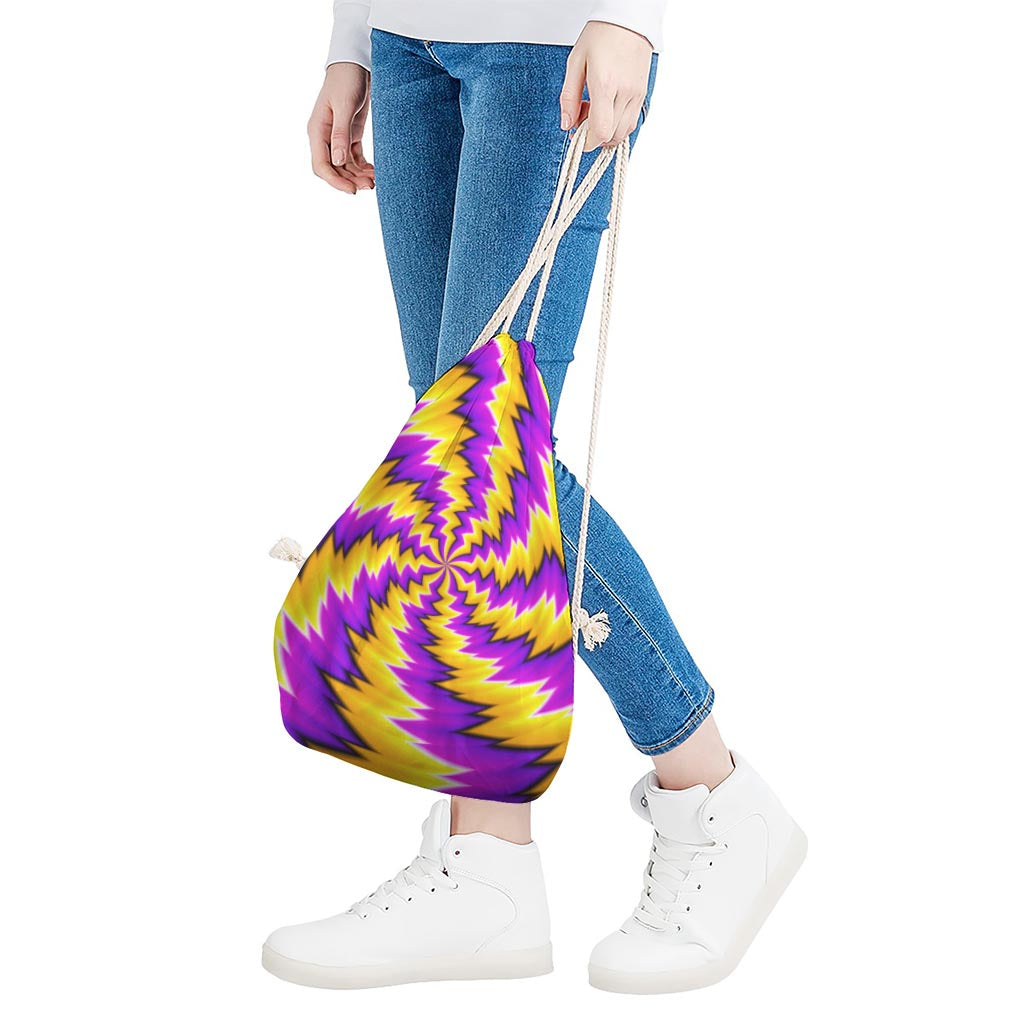 Yellow Vortex Moving Optical Illusion Drawstring Bag