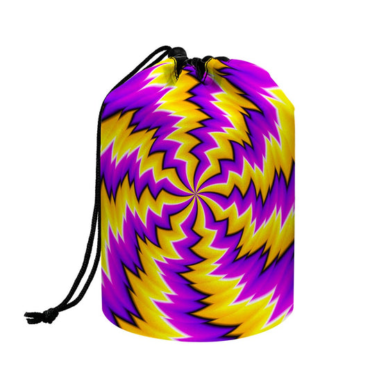 Yellow Vortex Moving Optical Illusion Drawstring Makeup Bag