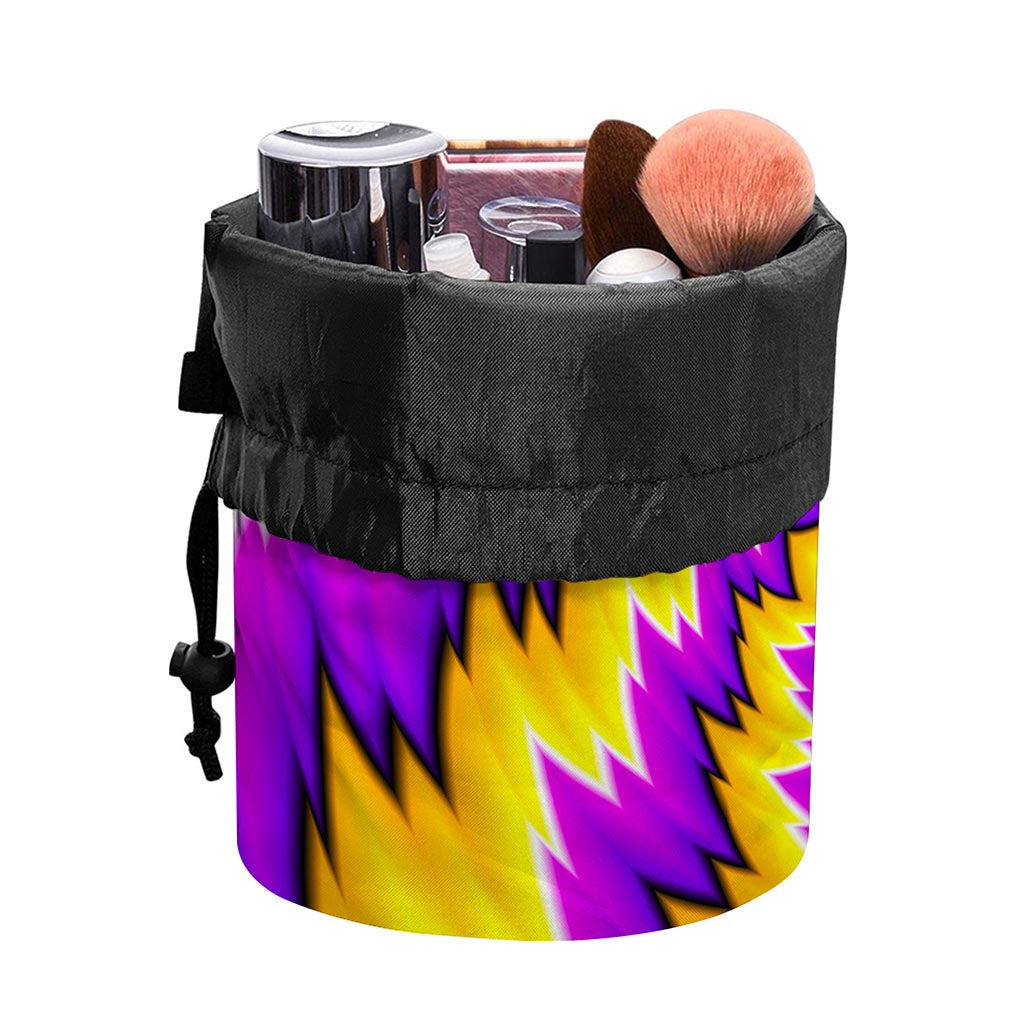 Yellow Vortex Moving Optical Illusion Drawstring Makeup Bag