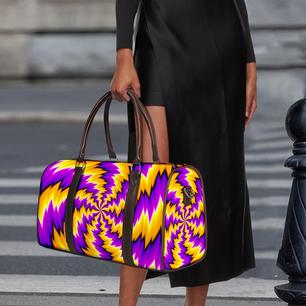 Yellow Vortex Moving Optical Illusion Duffle Bag