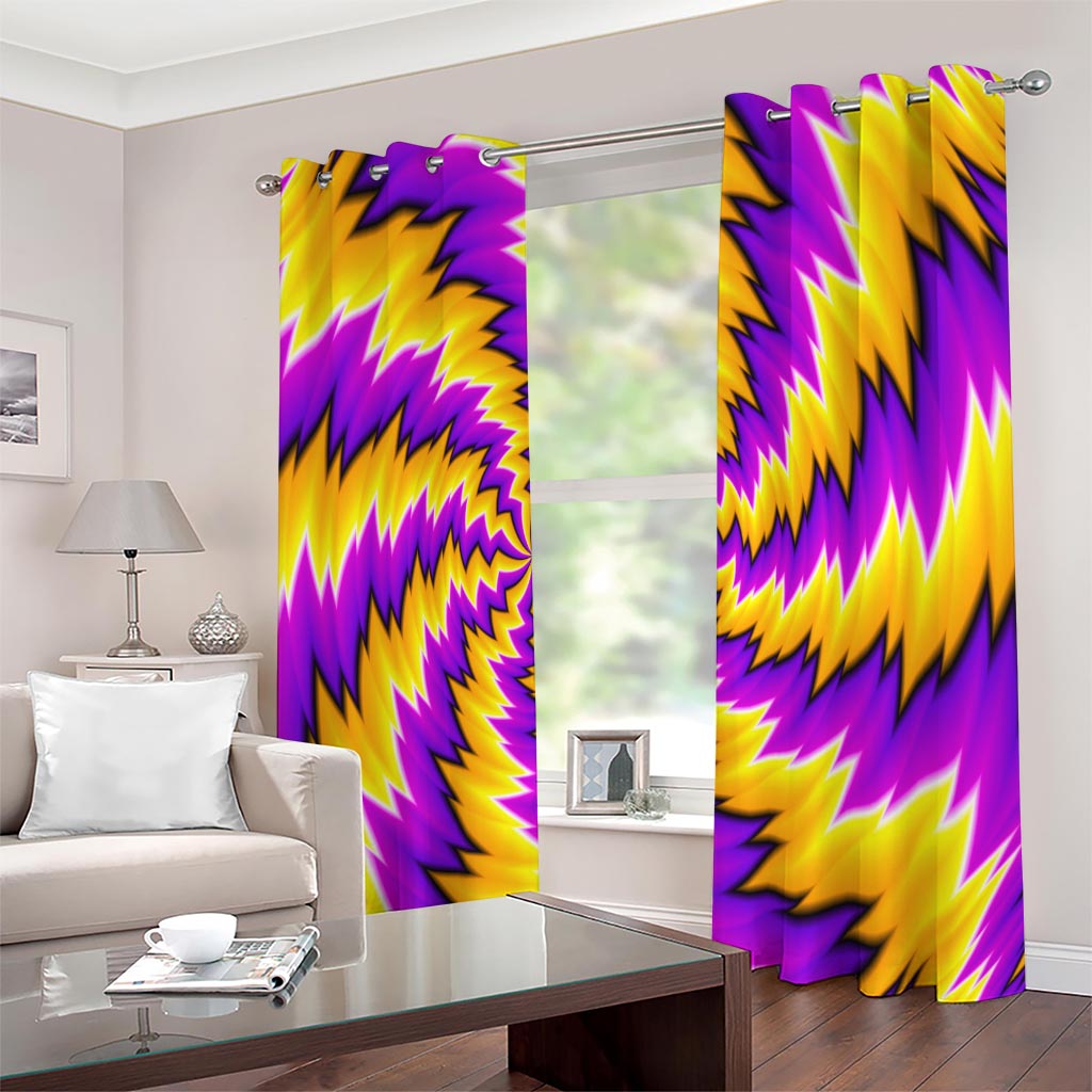 Yellow Vortex Moving Optical Illusion Extra Wide Grommet Curtains
