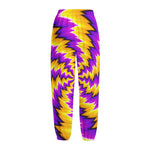 Yellow Vortex Moving Optical Illusion Fleece Lined Knit Pants