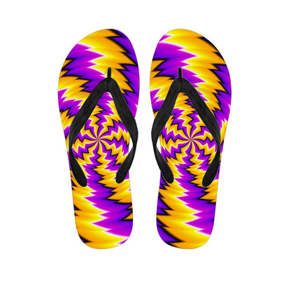 Yellow Vortex Moving Optical Illusion Flip Flops
