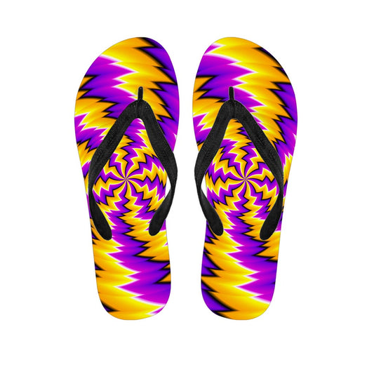 Yellow Vortex Moving Optical Illusion Flip Flops