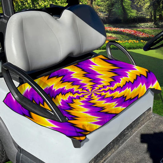 Yellow Vortex Moving Optical Illusion Golf Cart Seat Cover