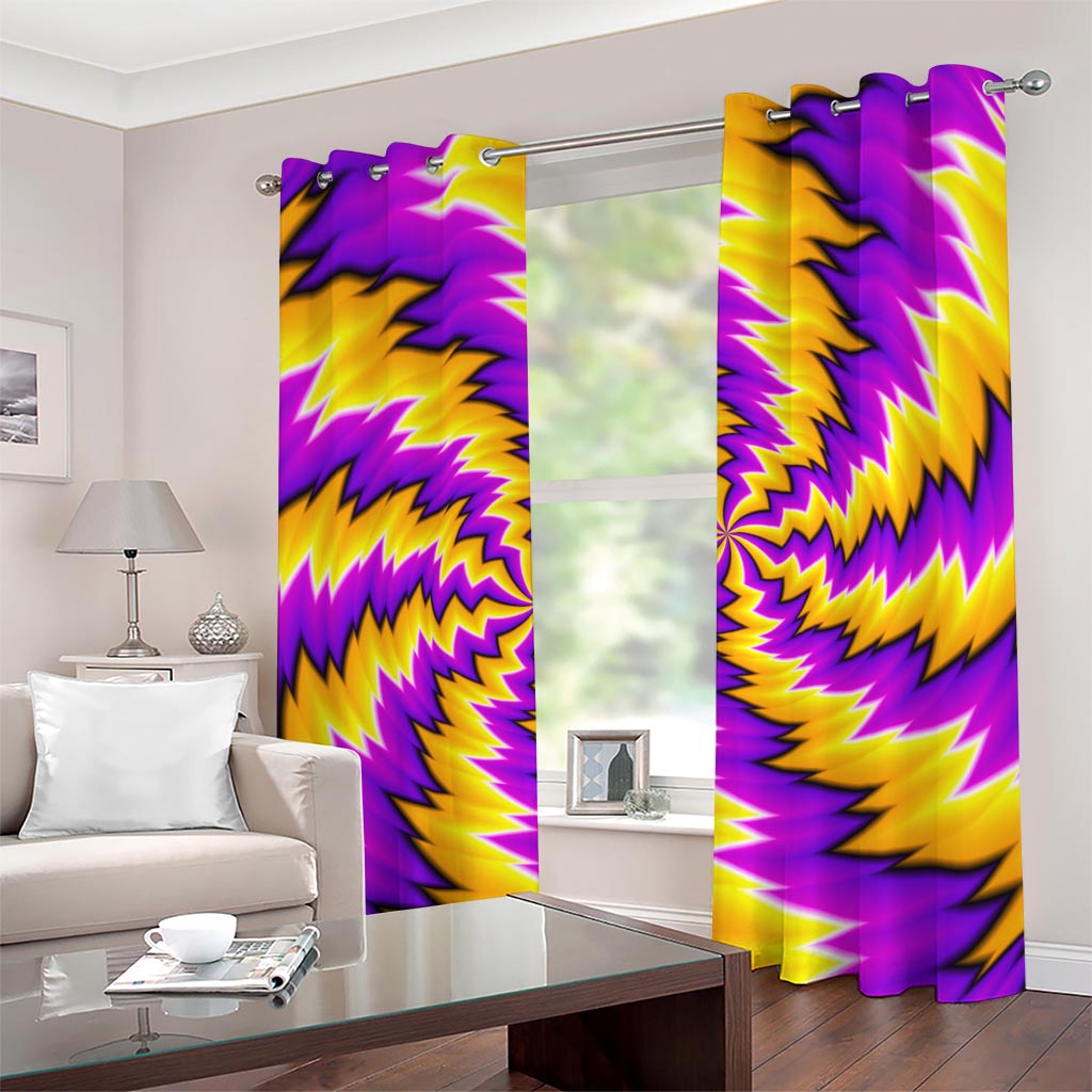 Yellow Vortex Moving Optical Illusion Grommet Curtains