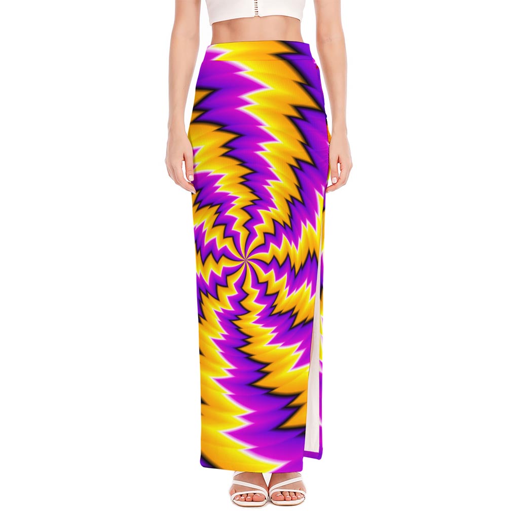Yellow Vortex Moving Optical Illusion High Slit Maxi Skirt