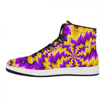 Yellow Vortex Moving Optical Illusion High Top Leather Sneakers