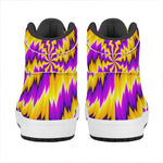 Yellow Vortex Moving Optical Illusion High Top Leather Sneakers