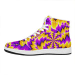 Yellow Vortex Moving Optical Illusion High Top Leather Sneakers