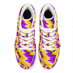 Yellow Vortex Moving Optical Illusion High Top Leather Sneakers