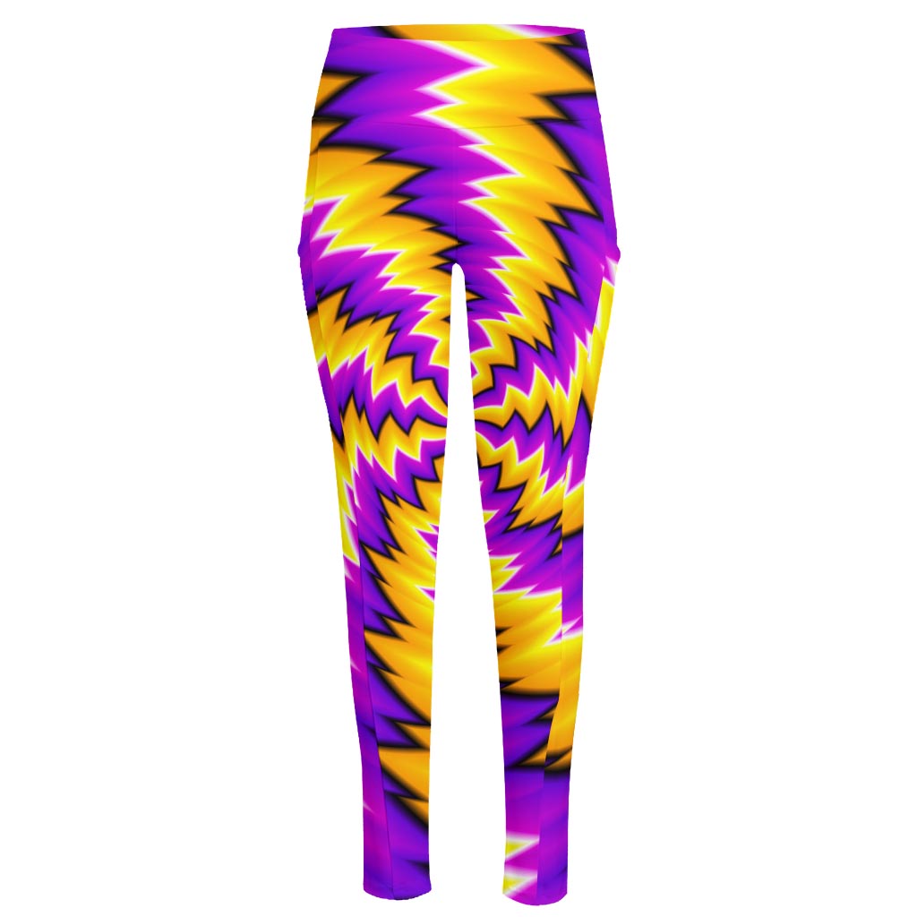 Yellow Vortex Moving Optical Illusion High-Waisted Pocket Leggings