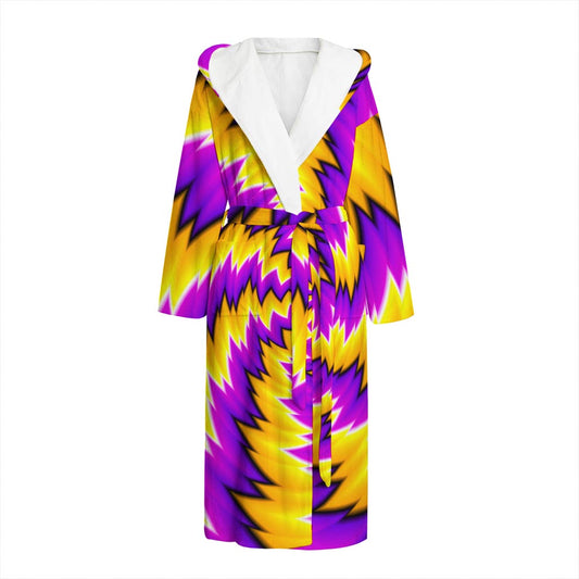 Yellow Vortex Moving Optical Illusion Hooded Bathrobe