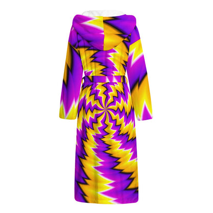 Yellow Vortex Moving Optical Illusion Hooded Bathrobe