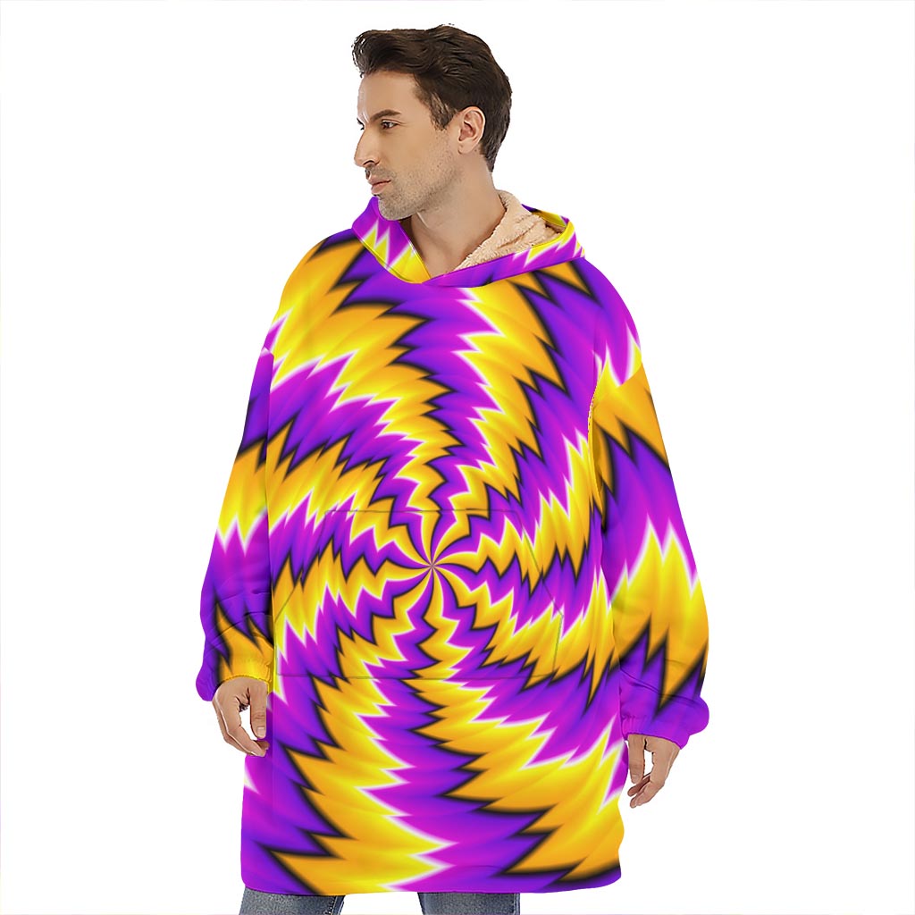 Yellow Vortex Moving Optical Illusion Hoodie Blanket
