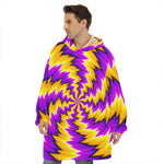 Yellow Vortex Moving Optical Illusion Hoodie Blanket