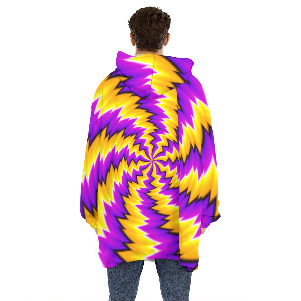 Yellow Vortex Moving Optical Illusion Hoodie Blanket