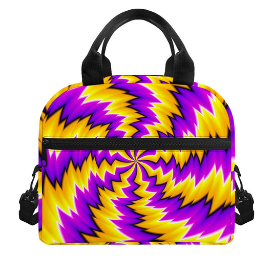 Yellow Vortex Moving Optical Illusion Insulated Lunch Bag