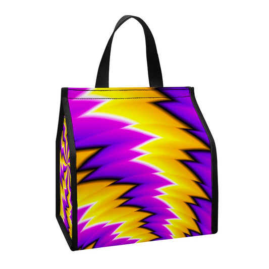 Yellow Vortex Moving Optical Illusion Insulated Lunch Tote