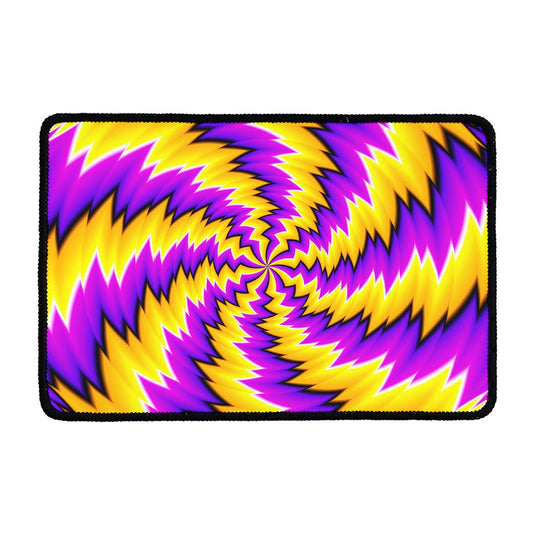 Yellow Vortex Moving Optical Illusion Kitchen Mat