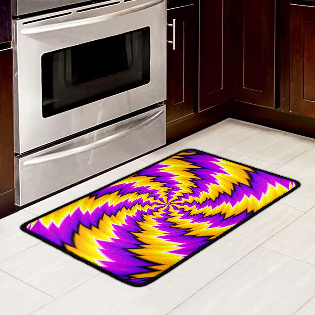 Yellow Vortex Moving Optical Illusion Kitchen Mat