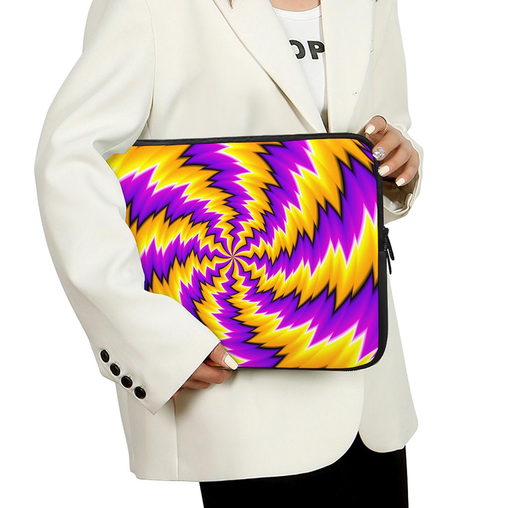 Yellow Vortex Moving Optical Illusion Laptop Sleeve