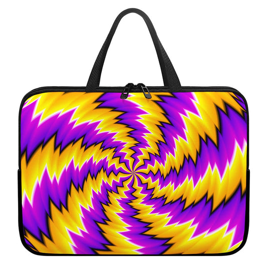 Yellow Vortex Moving Optical Illusion Laptop Sleeve With Handle