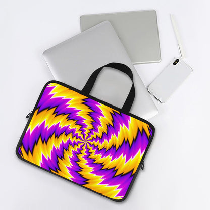 Yellow Vortex Moving Optical Illusion Laptop Sleeve With Handle