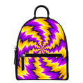 Yellow Vortex Moving Optical Illusion Leather Backpack