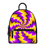 Yellow Vortex Moving Optical Illusion Leather Backpack