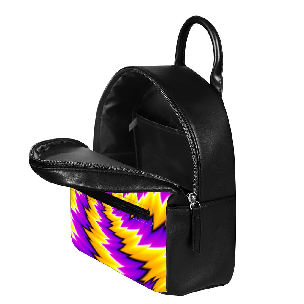 Yellow Vortex Moving Optical Illusion Leather Backpack
