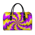 Yellow Vortex Moving Optical Illusion Leather Duffel Bag