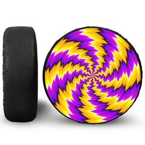 Yellow Vortex Moving Optical Illusion Leather Spare Tire Cover