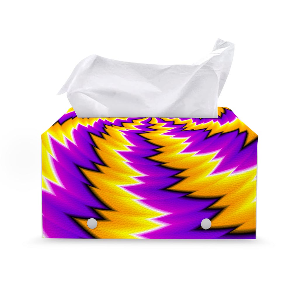 Yellow Vortex Moving Optical Illusion Leather Tissue Box Cover