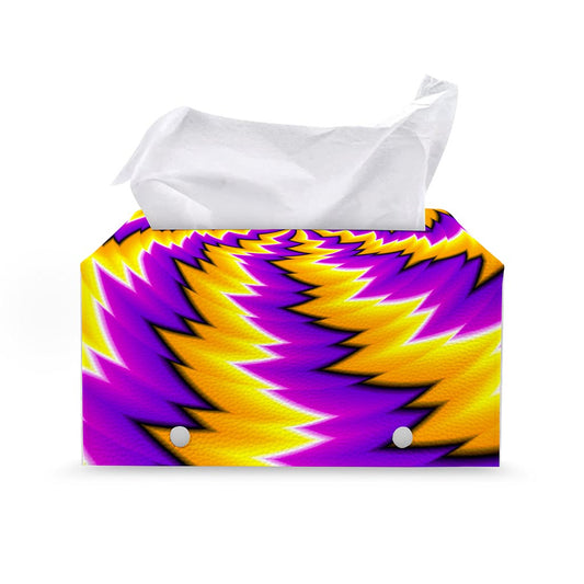 Yellow Vortex Moving Optical Illusion Leather Tissue Box Cover