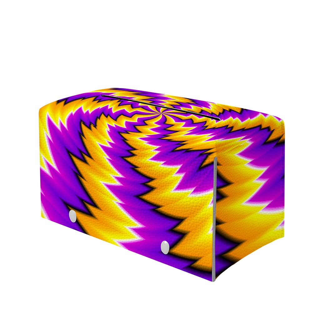Yellow Vortex Moving Optical Illusion Leather Tissue Box Cover