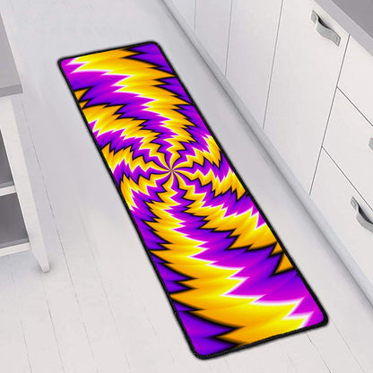 Yellow Vortex Moving Optical Illusion Long Kitchen Mat
