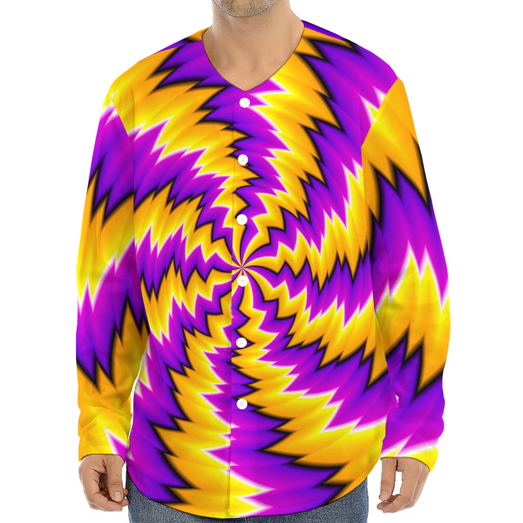 Yellow Vortex Moving Optical Illusion Long Sleeve Baseball Jersey