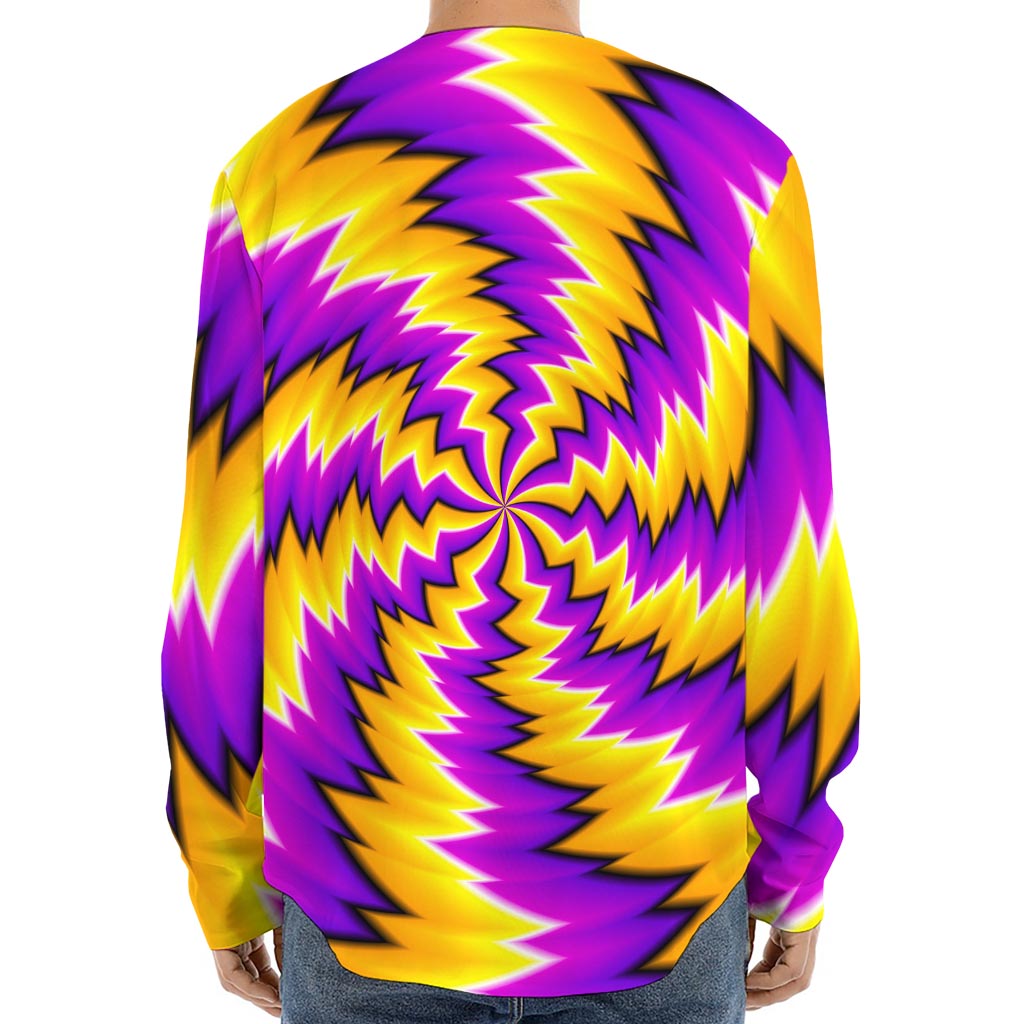 Yellow Vortex Moving Optical Illusion Long Sleeve Baseball Jersey