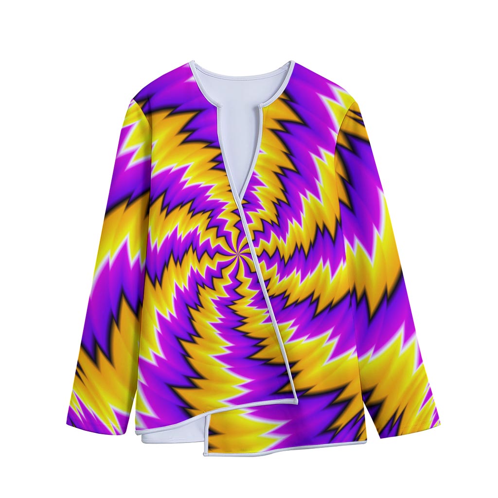 Yellow Vortex Moving Optical Illusion Long Sleeve Short Coat