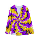Yellow Vortex Moving Optical Illusion Long Sleeve Short Coat